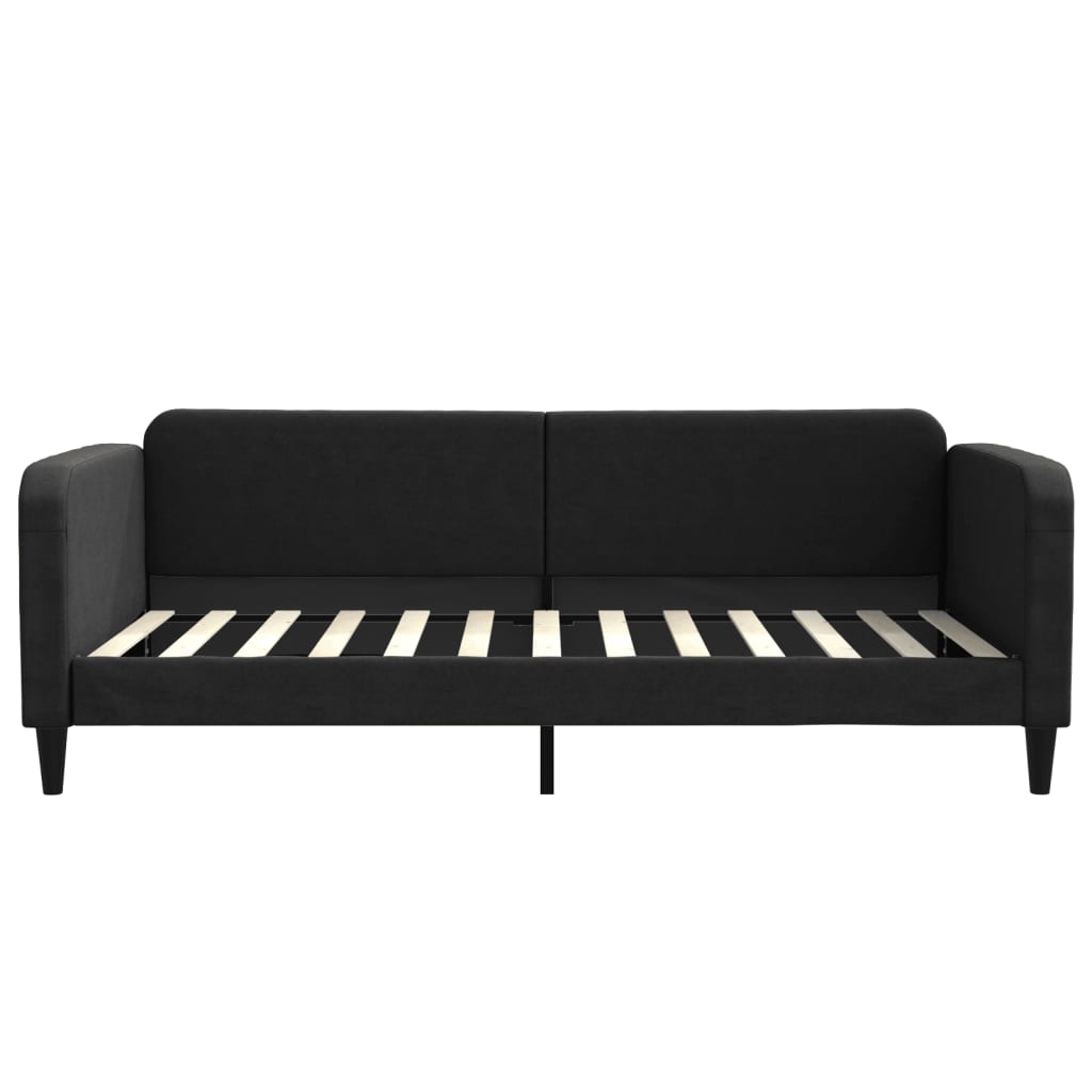 Divano Letto Estraibile con Cassetti Nero 100x200 cm in Tessuto