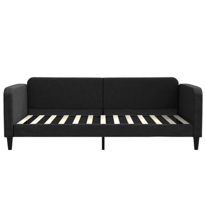 Divano Letto Estraibile con Cassetti Nero 100x200 cm in Tessuto