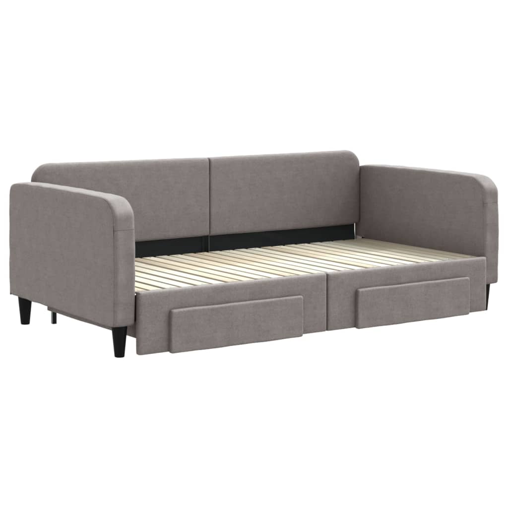 Divano Letto Estraibile con Cassetti Tortora 100x200 cm Tessuto - homemem39