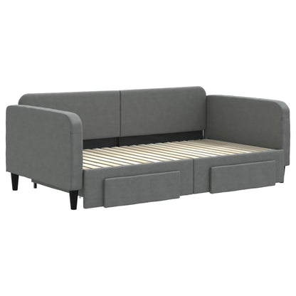 Divano Letto Estraibile Cassetti Grigio Scuro 90x190cm Tessuto - homemem39