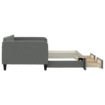 Divano Letto Estraibile Cassetti Grigio Scuro 90x190cm Tessuto
