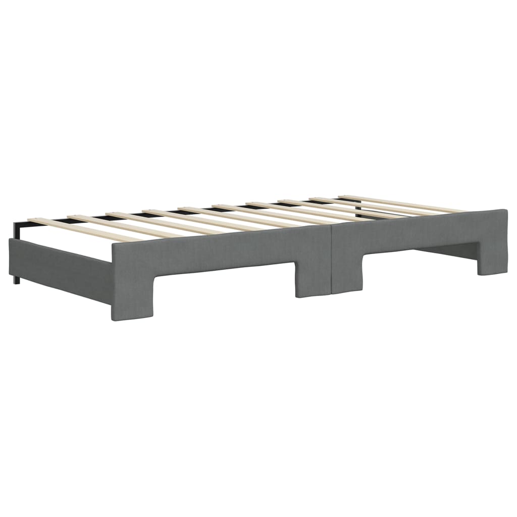 Divano Letto Estraibile Cassetti Grigio Scuro 90x190cm Tessuto