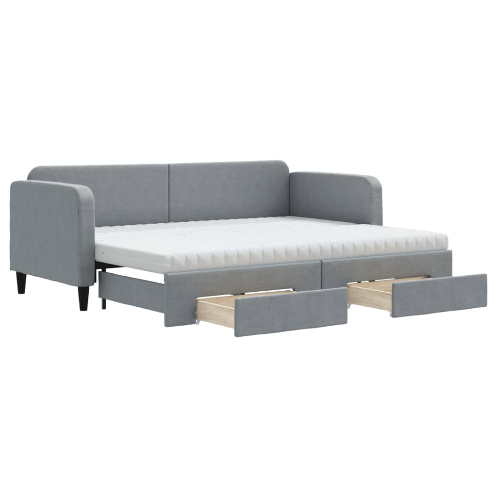 Divano Letto Estraibile Cassetti Grigio Chiaro 80x200cm Tessuto - homemem39