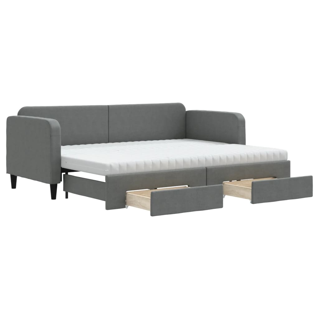 Divano Letto Estraibile Cassetti Grigio Scuro 80x200cm Tessuto - homemem39