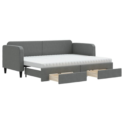 Divano Letto Estraibile Cassetti Grigio Scuro 80x200cm Tessuto - homemem39