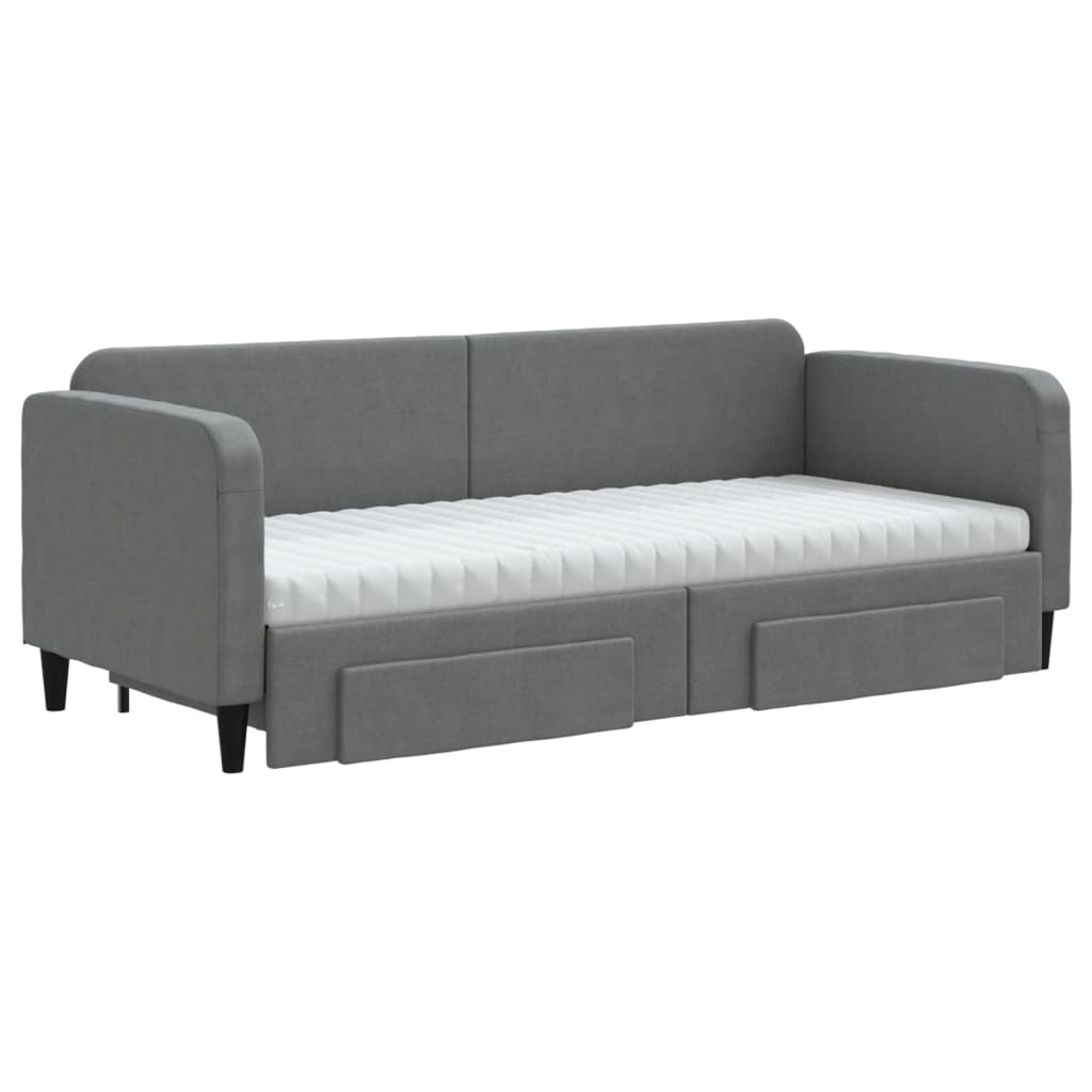 Divano Letto Estraibile Cassetti Grigio Scuro 80x200cm Tessuto - homemem39
