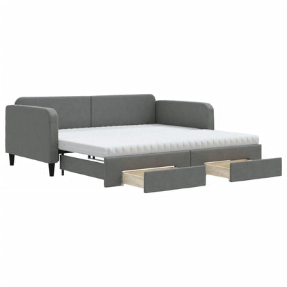 Divano Letto Estraibile Cassetti Grigio Scuro 100x200cm Tessuto - homemem39
