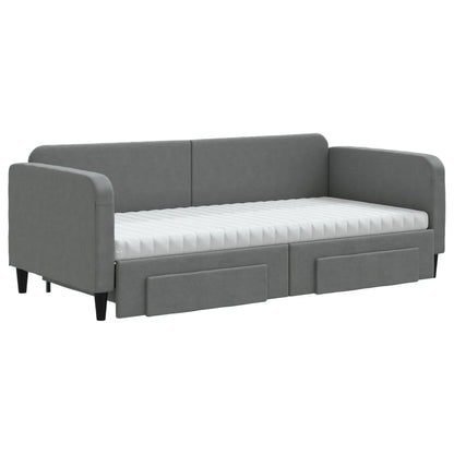 Divano Letto Estraibile Cassetti Grigio Scuro 90x190cm Tessuto - homemem39
