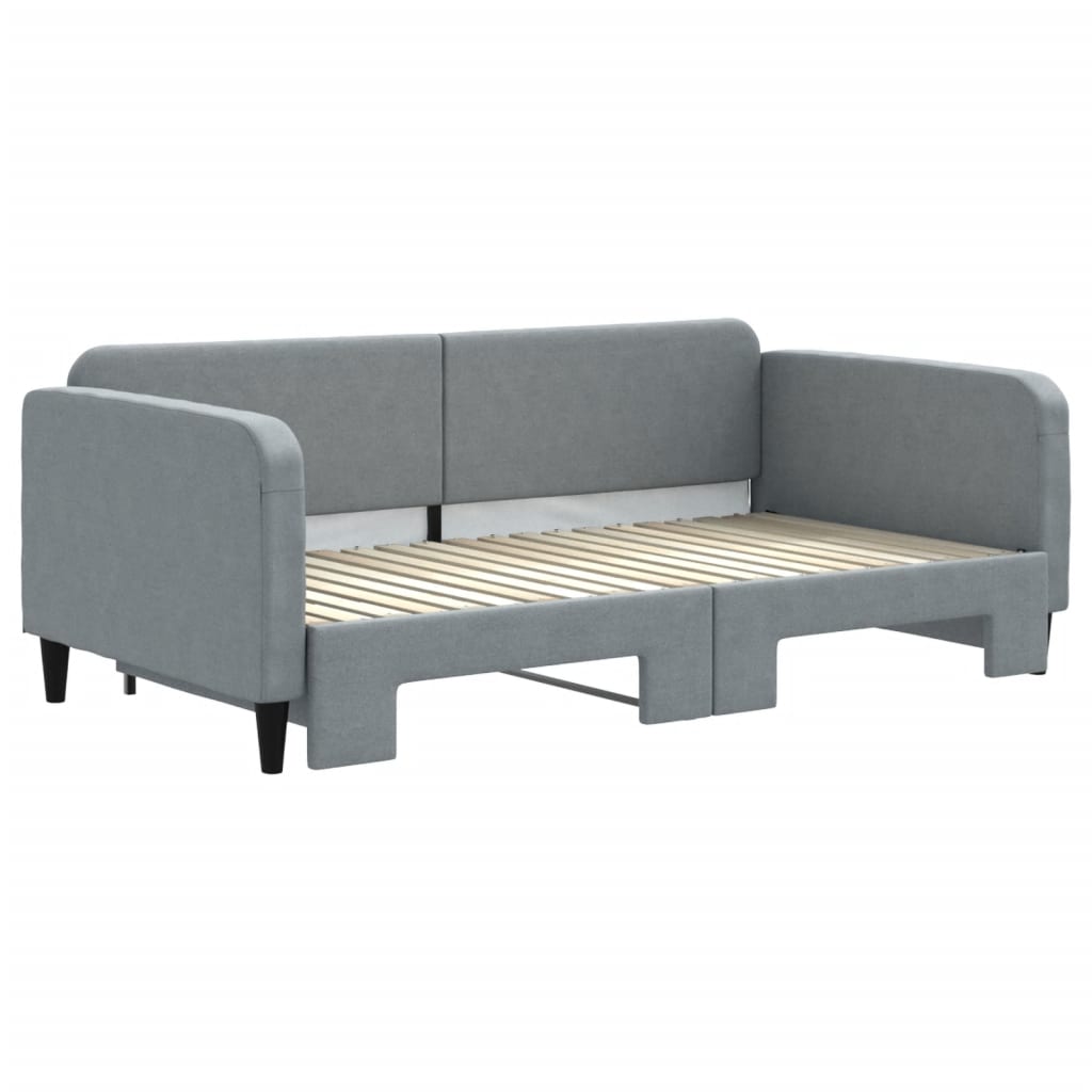 Divano Letto con Letto Estraibile Grigio Chiaro 100x190 Tessuto | homemem39