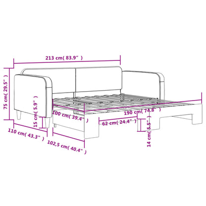 Divano Letto con Letto Estraibile Grigio Chiaro 100x190 Tessuto | homemem39