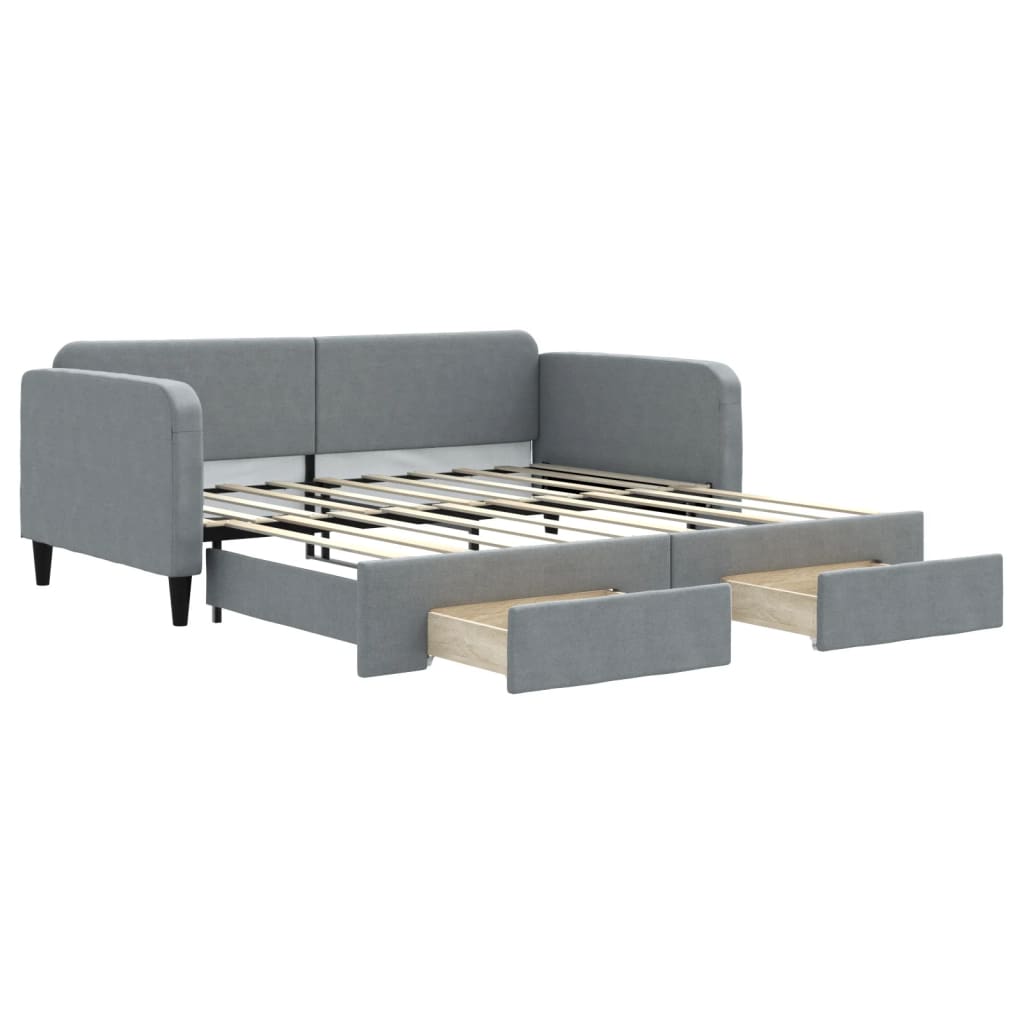 Divano Letto Estraibile Cassetti Grigio Chiaro 100x190 Tessuto | homemem39
