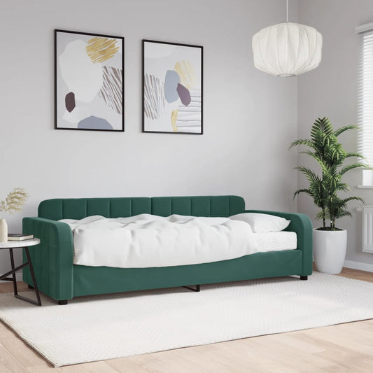 Divano Letto con Materasso Verde Scuro 80x200 cm in Velluto - homemem39