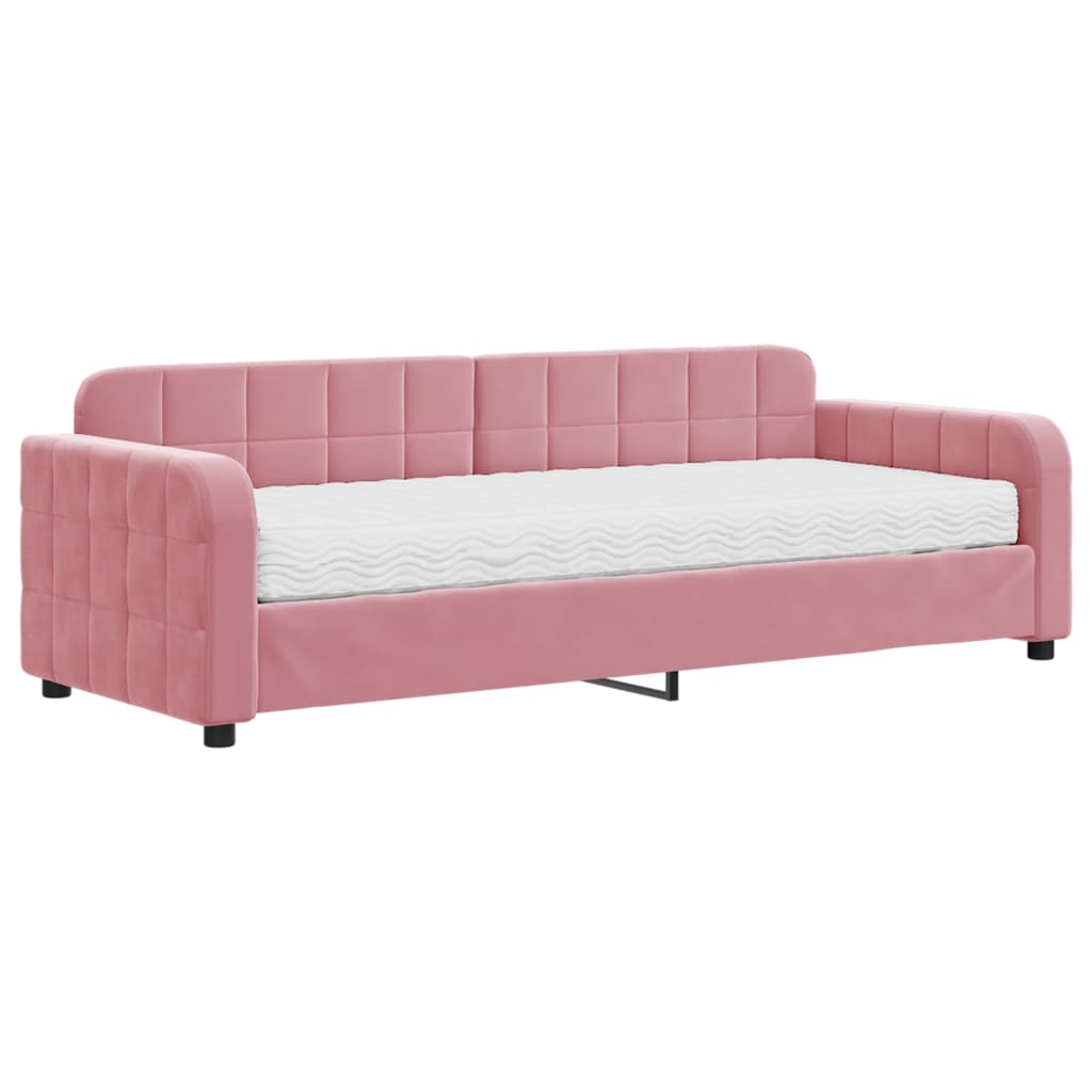 Divano Letto con Materasso Rosa 80x200 cm in Velluto - homemem39