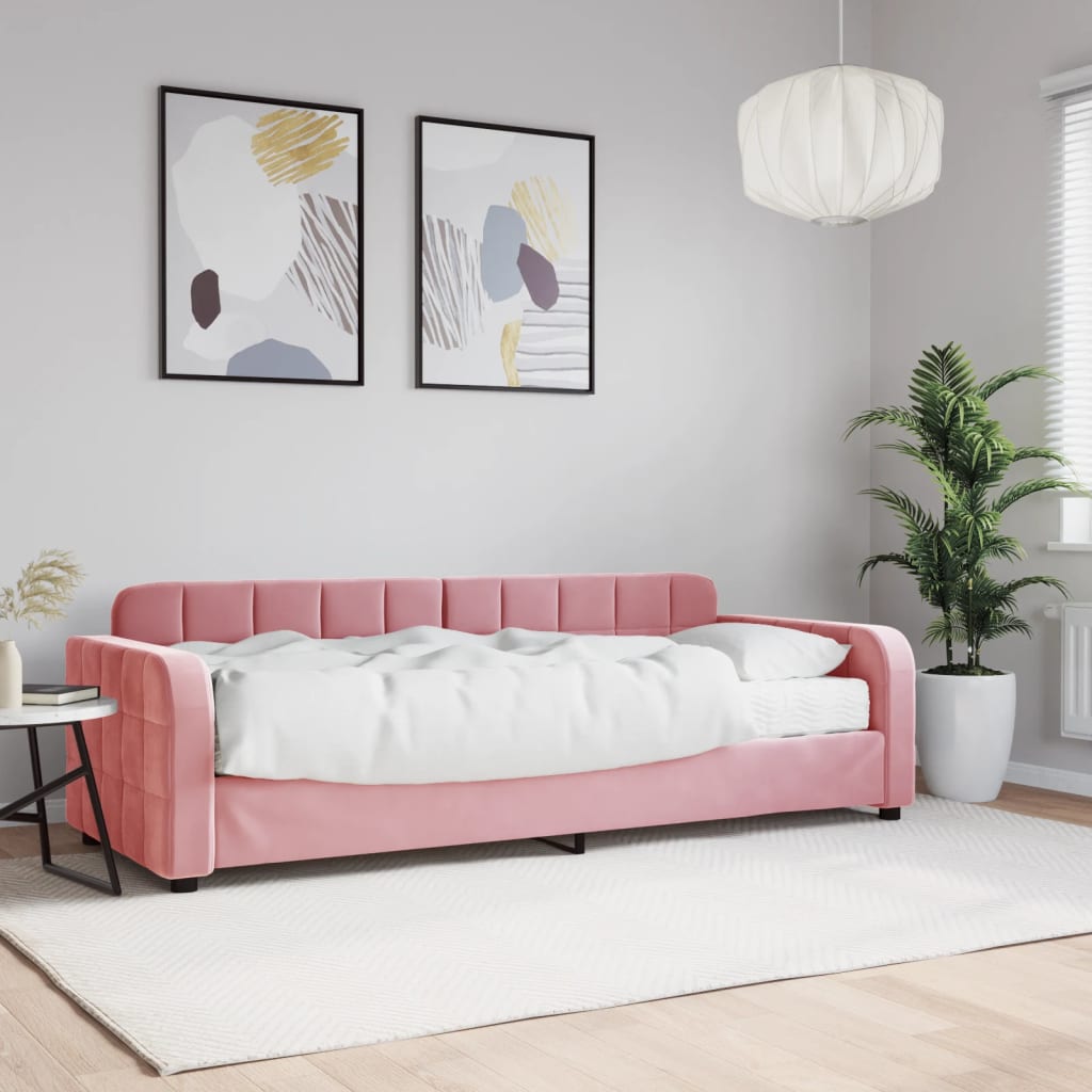 Divano Letto con Materasso Rosa 80x200 cm in Velluto - homemem39