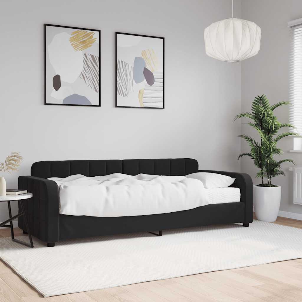 Divano Letto con Materasso Nero 80x200 cm in Velluto | homemem39