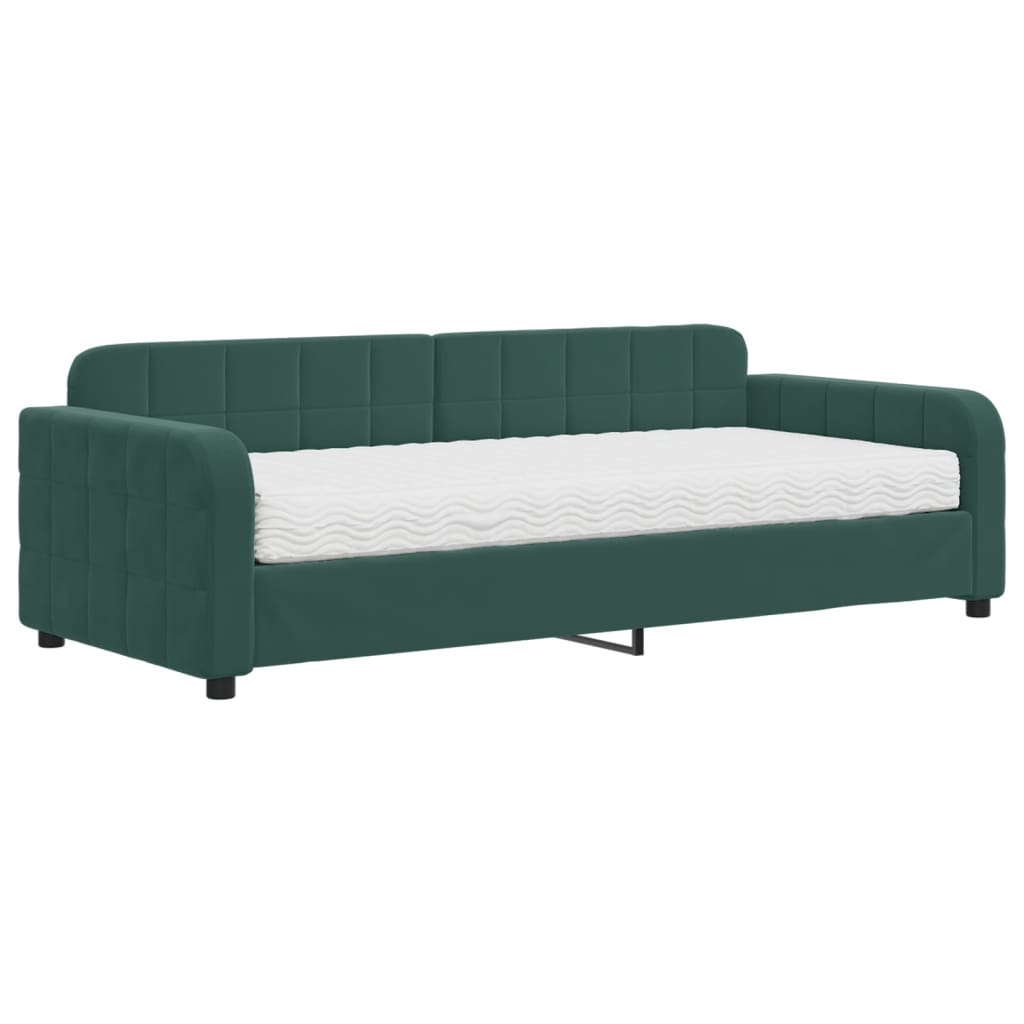 Divano Letto con Materasso Verde Scuro 90x200 cm in Velluto - homemem39
