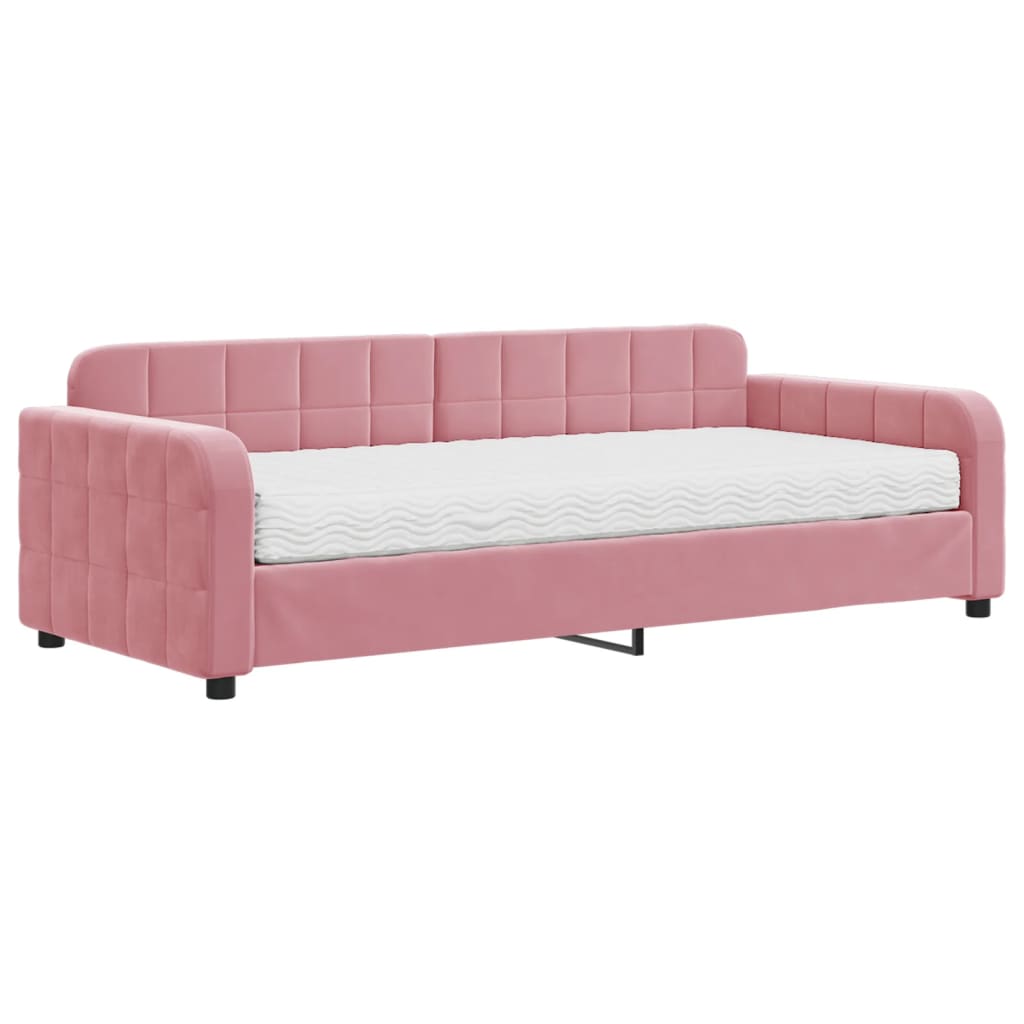 Divano Letto con Materasso Rosa 90x200 cm in Velluto - homemem39