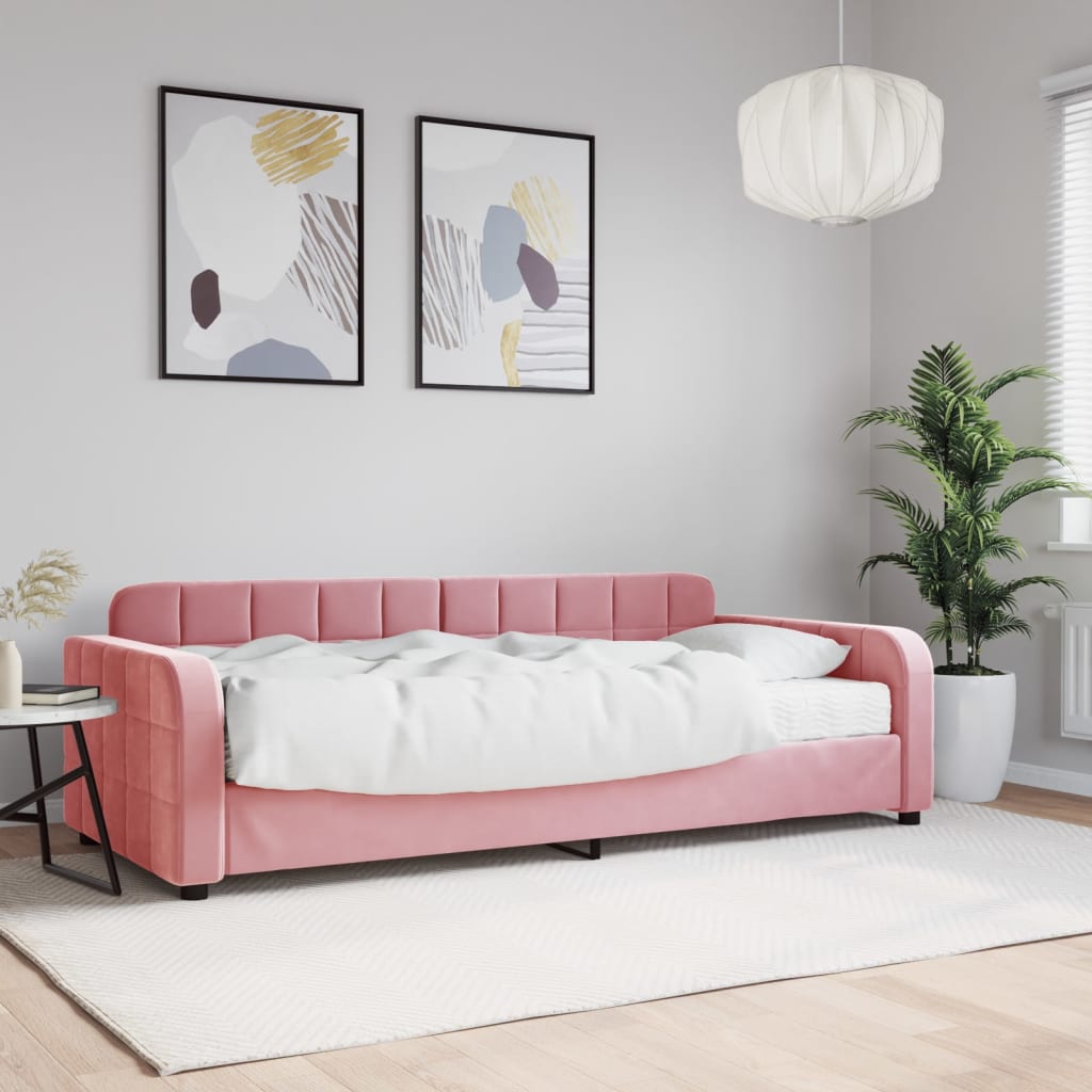 Divano Letto con Materasso Rosa 90x200 cm in Velluto - homemem39