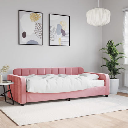 Divano Letto con Materasso Rosa 90x200 cm in Velluto - homemem39