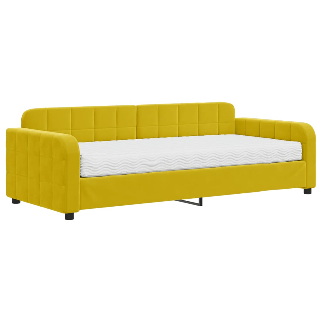 Divano Letto con Materasso Giallo 90x200 cm in Velluto - homemem39
