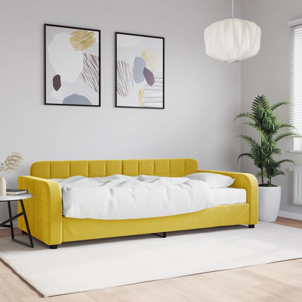 Divano Letto con Materasso Giallo 90x200 cm in Velluto - homemem39