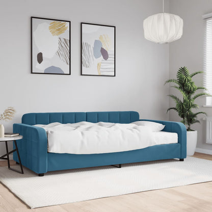 Divano Letto con Materasso Blu 100x200 cm in Velluto - homemem39