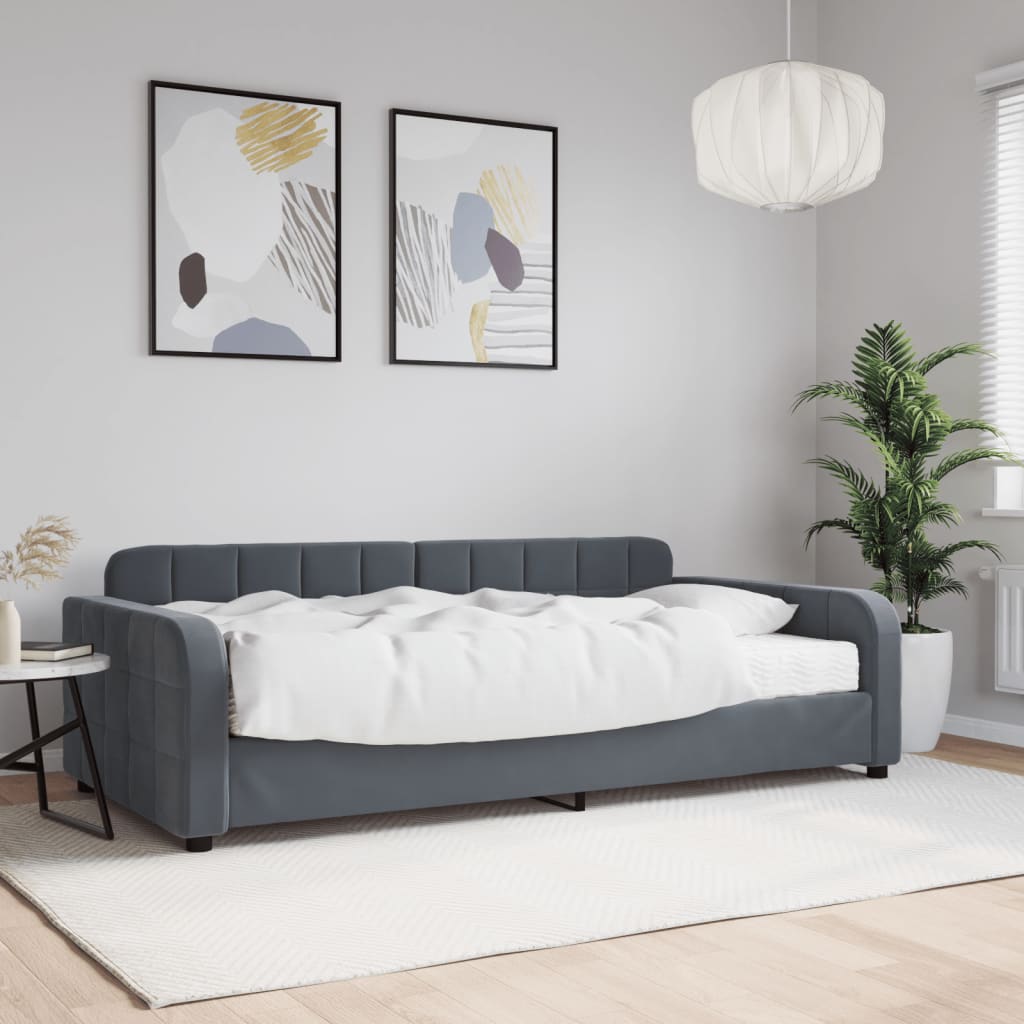 Divano Letto con Materasso Grigio Scuro 100x200 cm in Velluto - homemem39