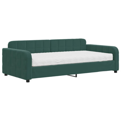Divano Letto con Materasso Verde Scuro 100x200 cm in Velluto - homemem39