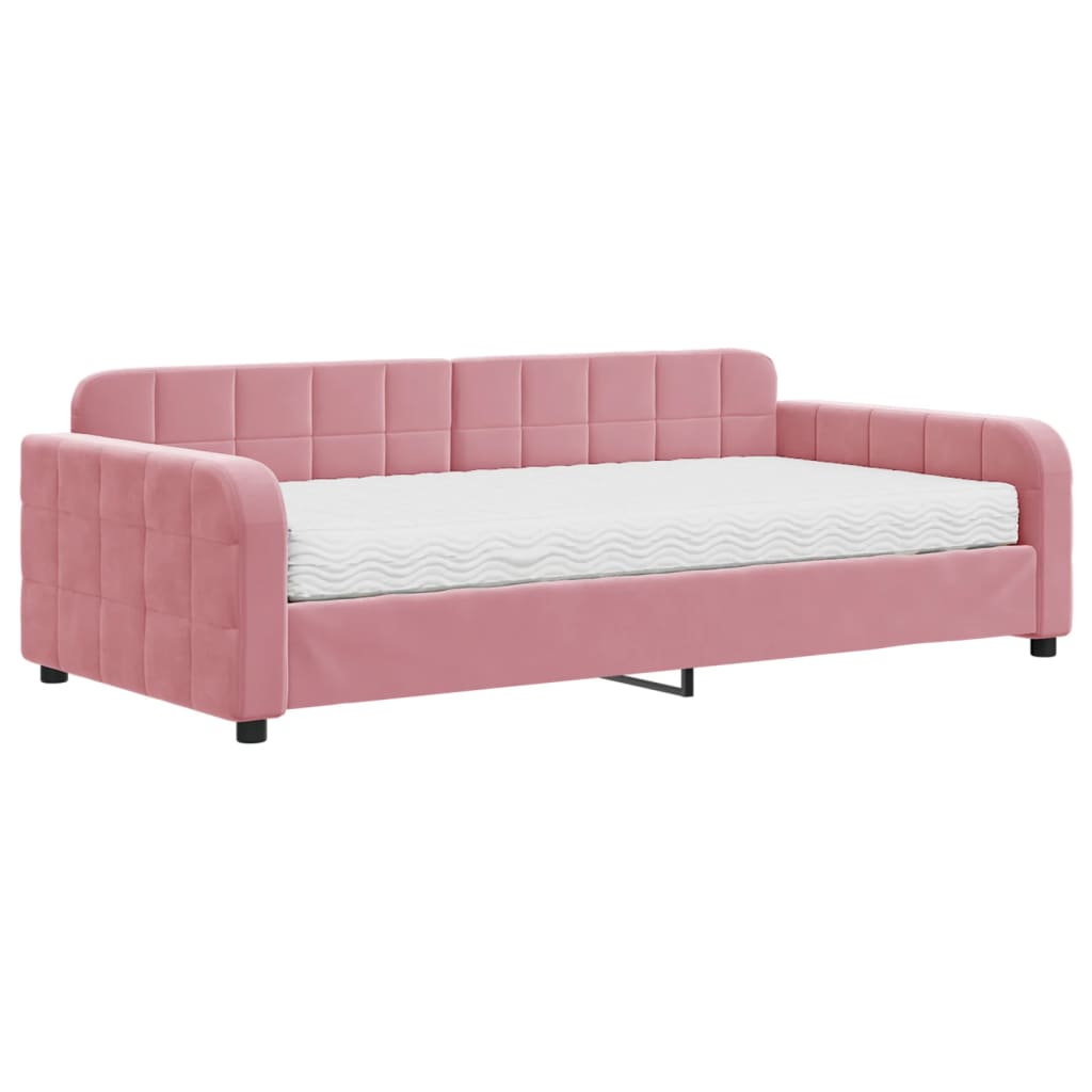 Divano Letto con Materasso Rosa 100x200 cm in Velluto - homemem39