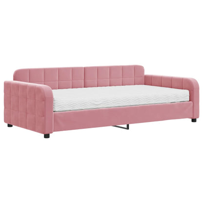 Divano Letto con Materasso Rosa 100x200 cm in Velluto - homemem39