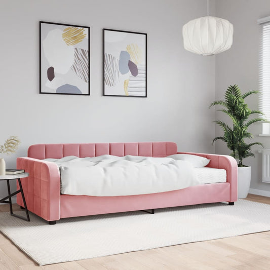 Divano Letto con Materasso Rosa 100x200 cm in Velluto - homemem39