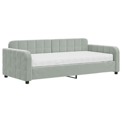 Divano Letto con Materasso Grigio Chiaro 90x190 cm in Velluto - homemem39