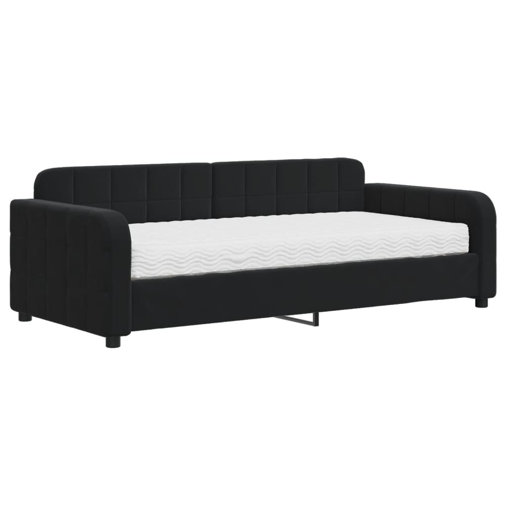 Divano Letto con Materasso Nero 90x190 cm in Velluto | homemem39