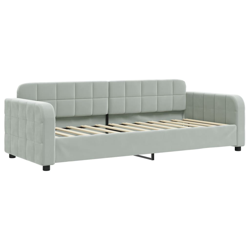 Divano Letto con Letto Estraibile Grigio Chiaro 80x200 Velluto - homemem39