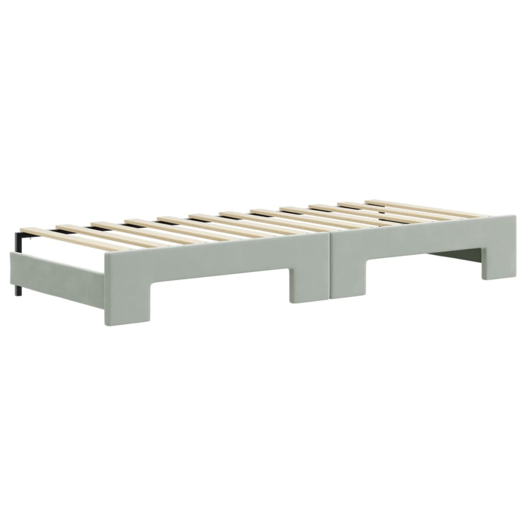 Divano Letto con Letto Estraibile Grigio Chiaro 80x200 Velluto - homemem39