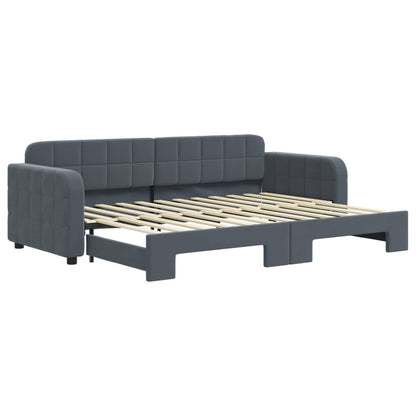 Divano Letto con Letto Estraibile Grigio Scuro 80x200cm Velluto | homemem39