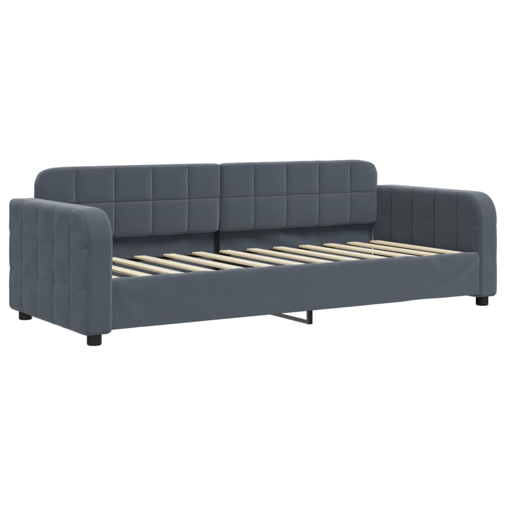 Divano Letto con Letto Estraibile Grigio Scuro 80x200cm Velluto | homemem39