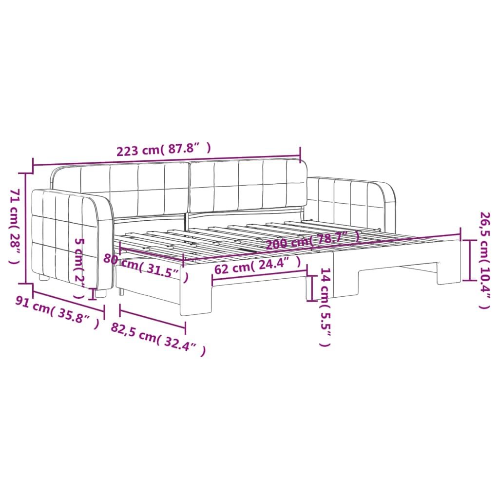 Divano Letto con Letto Estraibile Grigio Scuro 80x200cm Velluto | homemem39