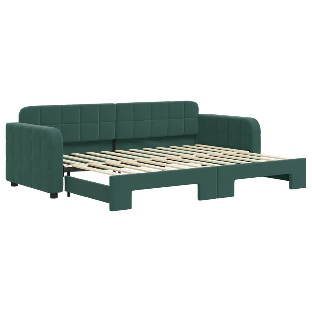 Divano Letto con Letto Estraibile Verde Scuro 80x200cm Velluto - homemem39