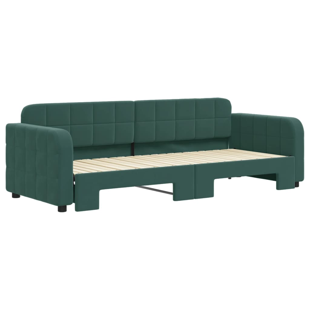 Divano Letto con Letto Estraibile Verde Scuro 80x200cm Velluto - homemem39