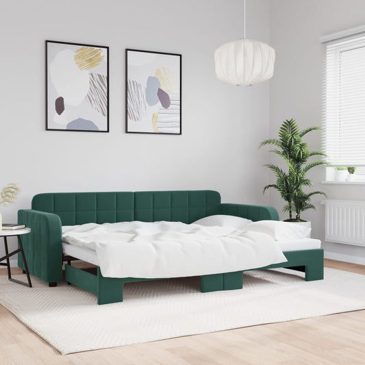 Divano Letto con Letto Estraibile Verde Scuro 80x200cm Velluto - homemem39