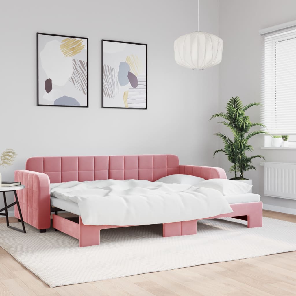 Divano Letto con Letto Estraibile Rosa 80x200 cm in Velluto - homemem39