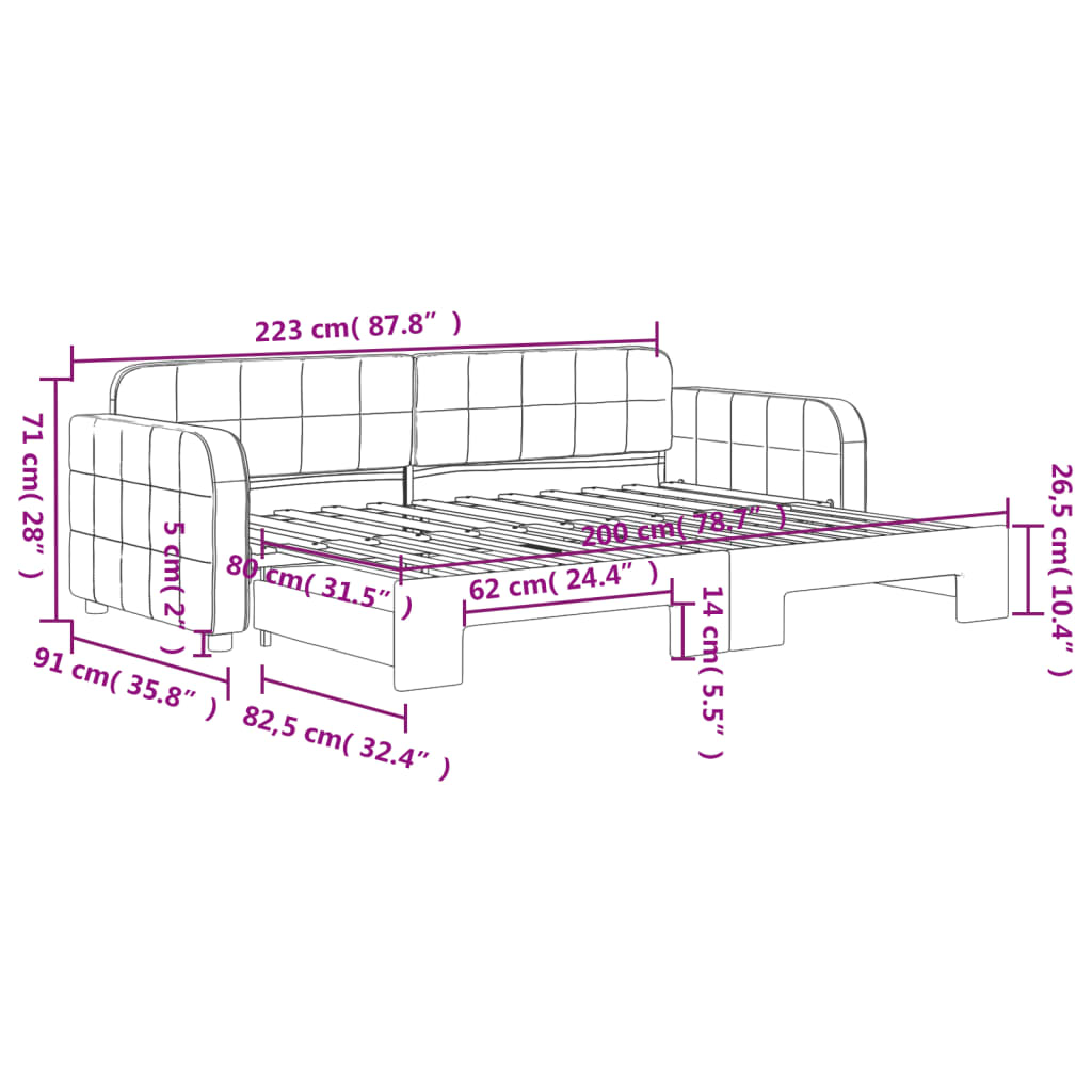 Divano Letto con Letto Estraibile Nero 80x200 cm in Velluto | homemem39