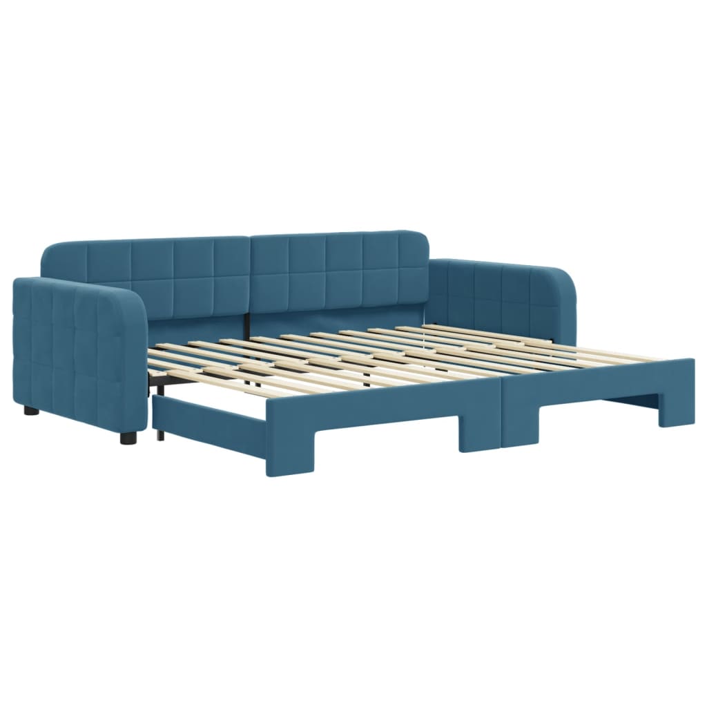 Divano Letto con Letto Estraibile Blu 90x200 cm in Velluto - homemem39