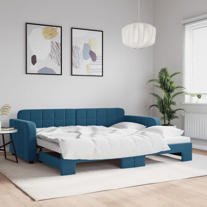 Divano Letto con Letto Estraibile Blu 90x200 cm in Velluto - homemem39