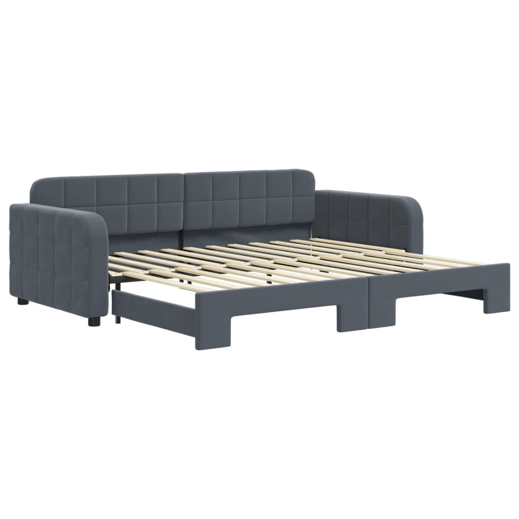 Divano Letto con Letto Estraibile Grigio Scuro 90x200cm Velluto - homemem39