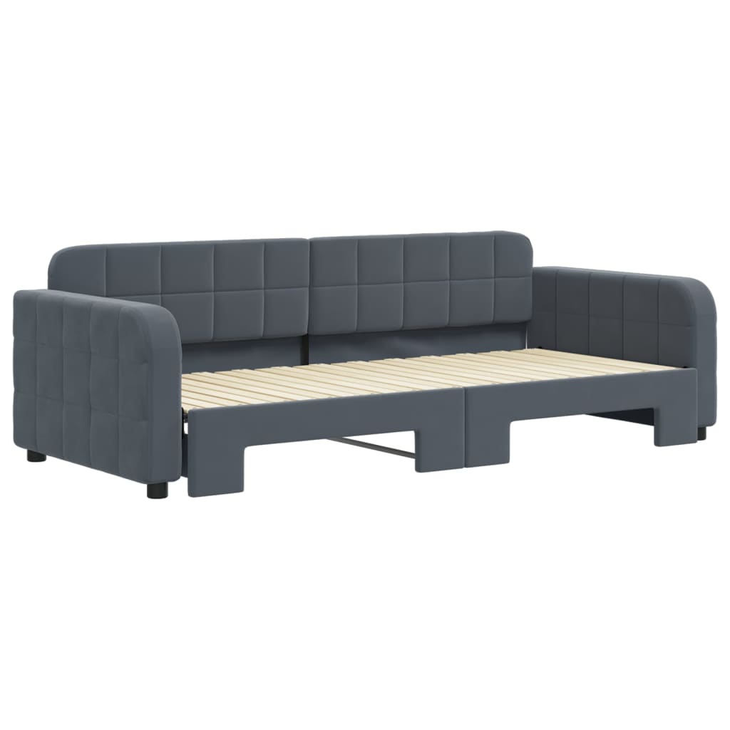 Divano Letto con Letto Estraibile Grigio Scuro 90x200cm Velluto - homemem39