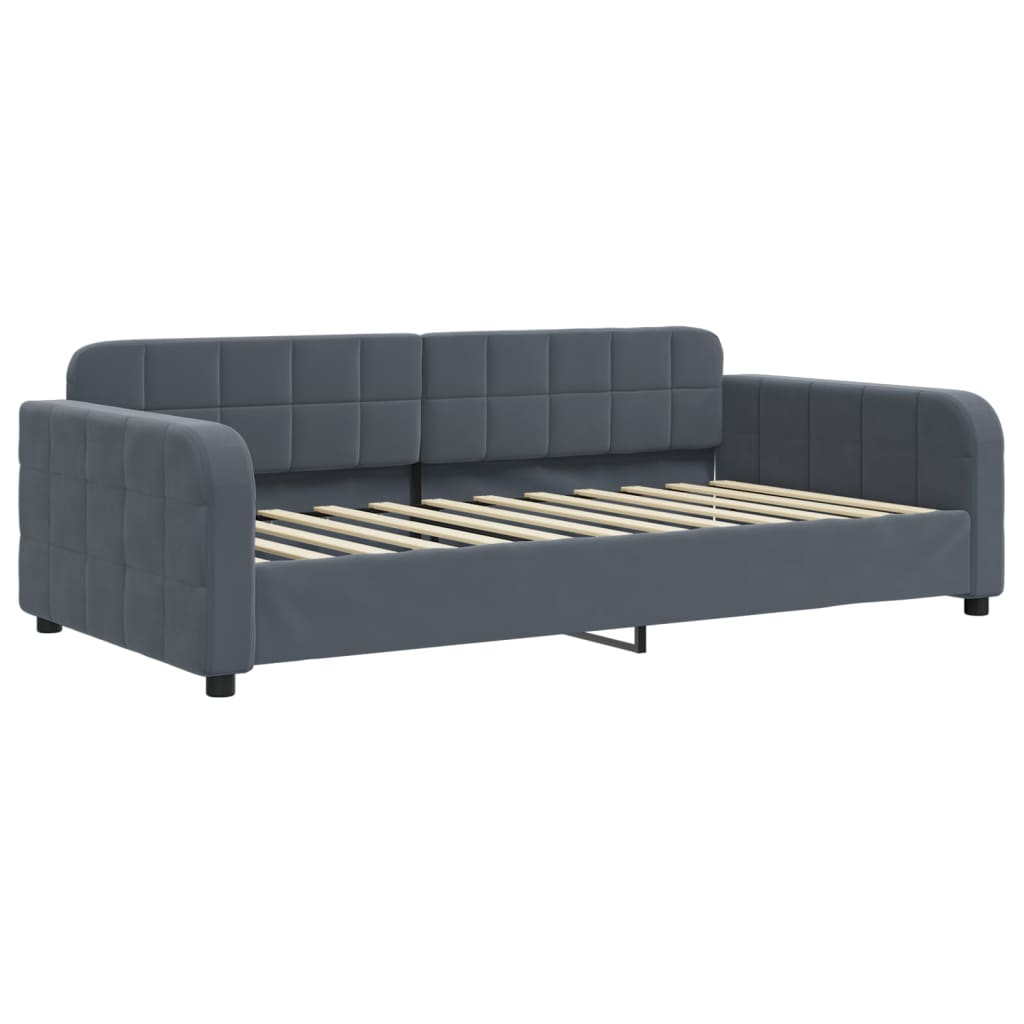 Divano Letto con Letto Estraibile Grigio Scuro 90x200cm Velluto - homemem39