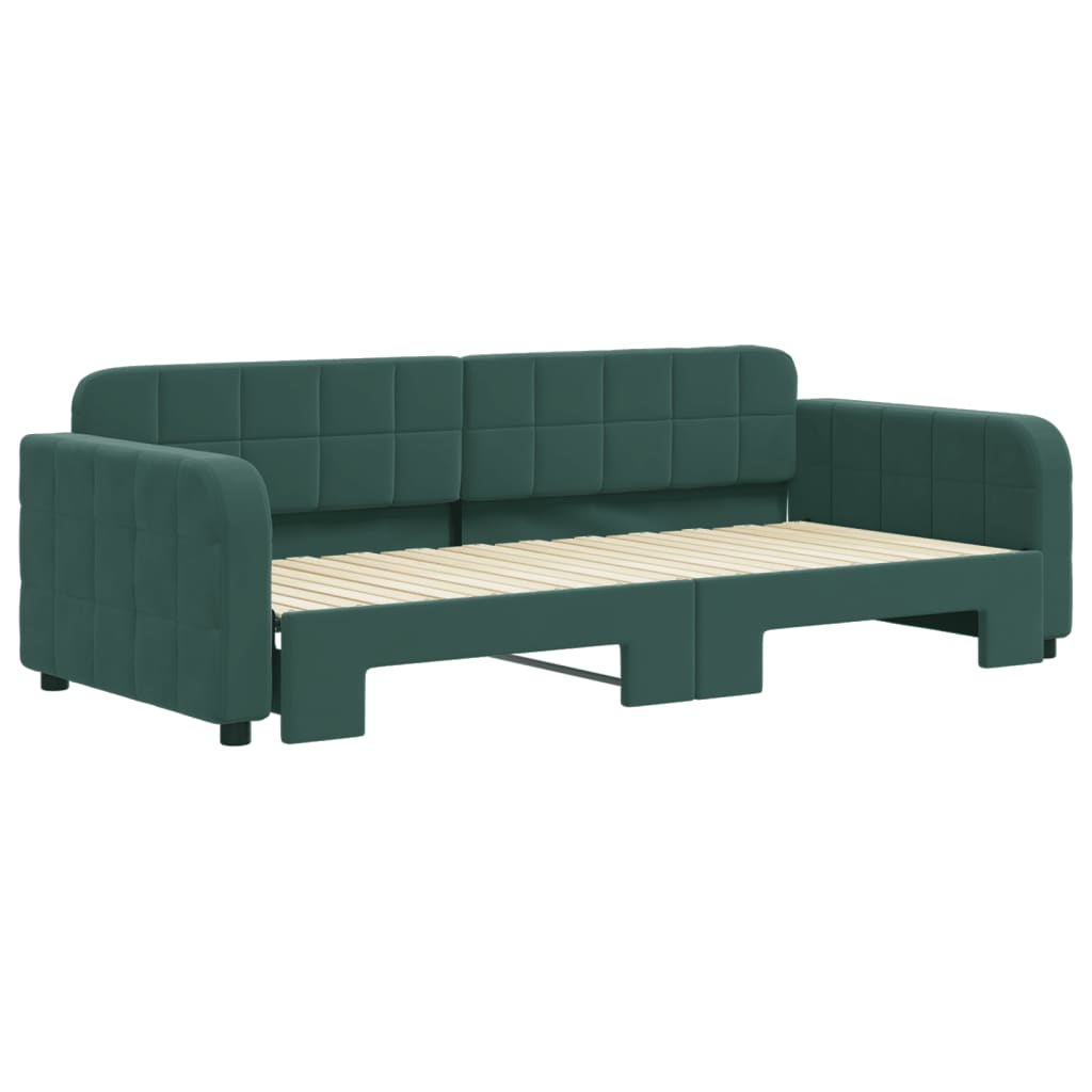 Divano Letto con Letto Estraibile Verde Scuro 90x200cm Velluto - homemem39