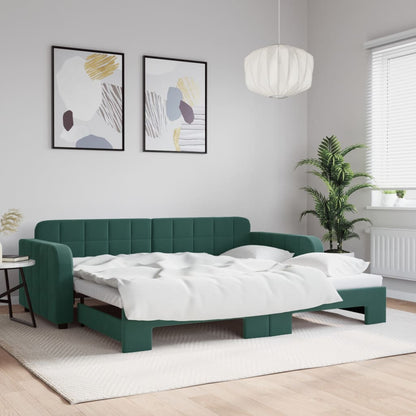 Divano Letto con Letto Estraibile Verde Scuro 90x200cm Velluto - homemem39